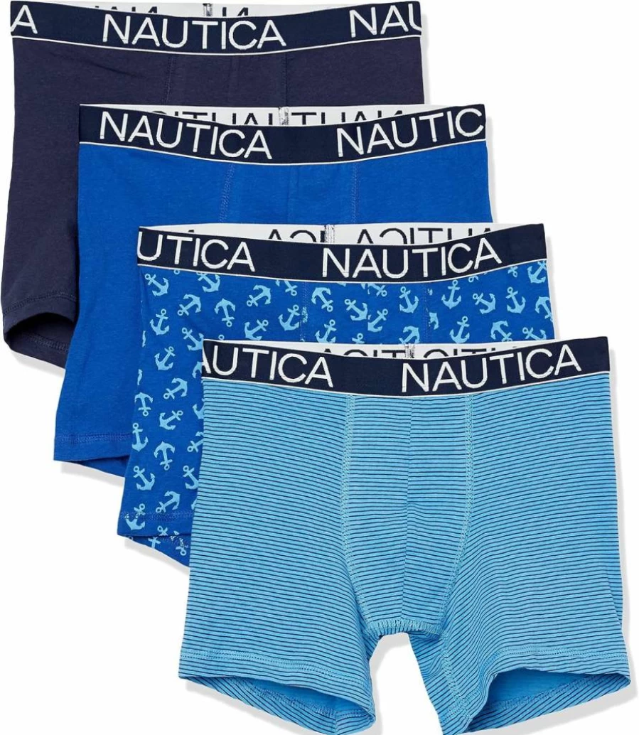 Nautica Men's 4-Pack Cotton Stretch Boxer Briefs - Soft Comfort Underwear for Everyday Wear