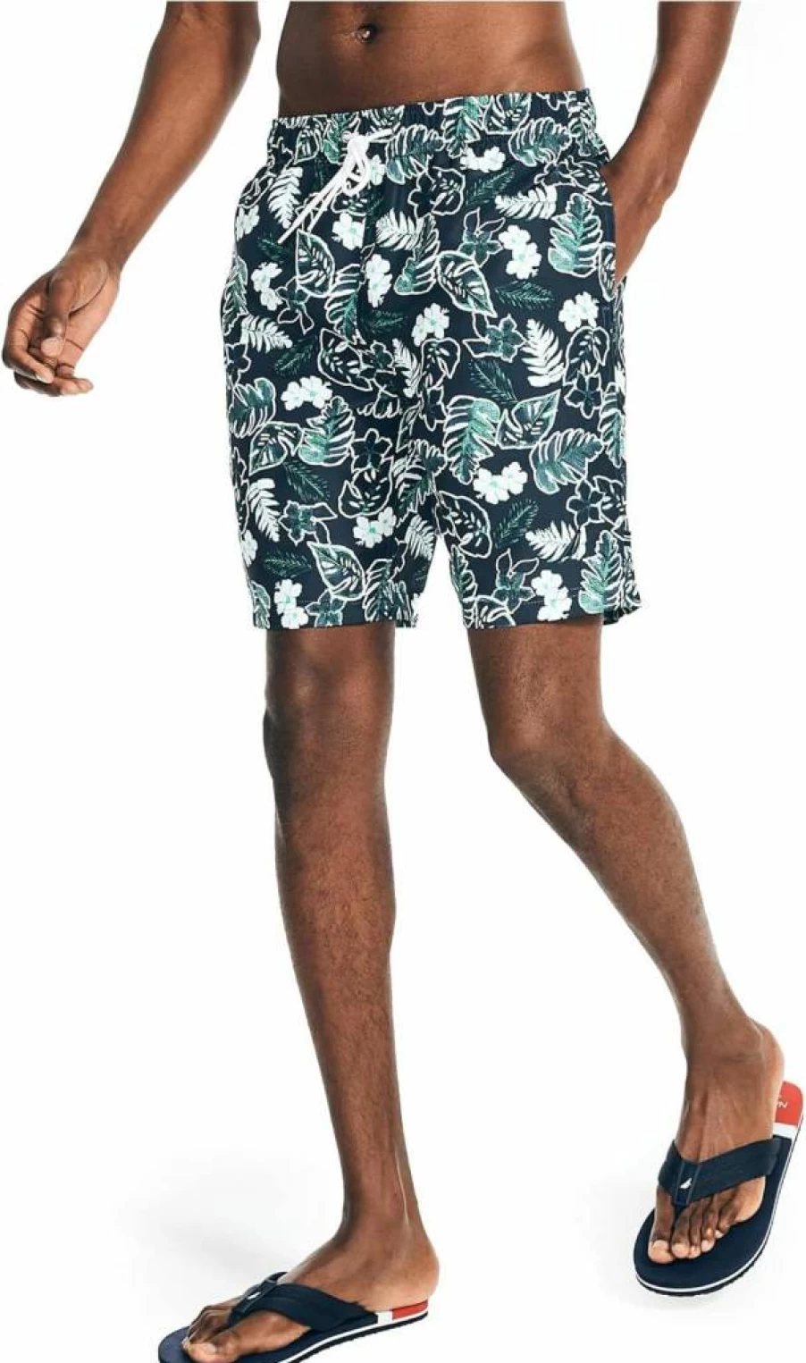 Nautica Men's Quick-Dry Swim Trunks 8" Sustainable Tropical Print Beach Shorts