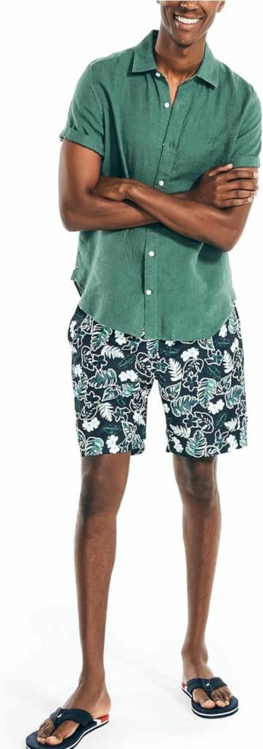 Nautica Men's Quick-Dry Swim Trunks 8" Sustainable Tropical Print Beach Shorts