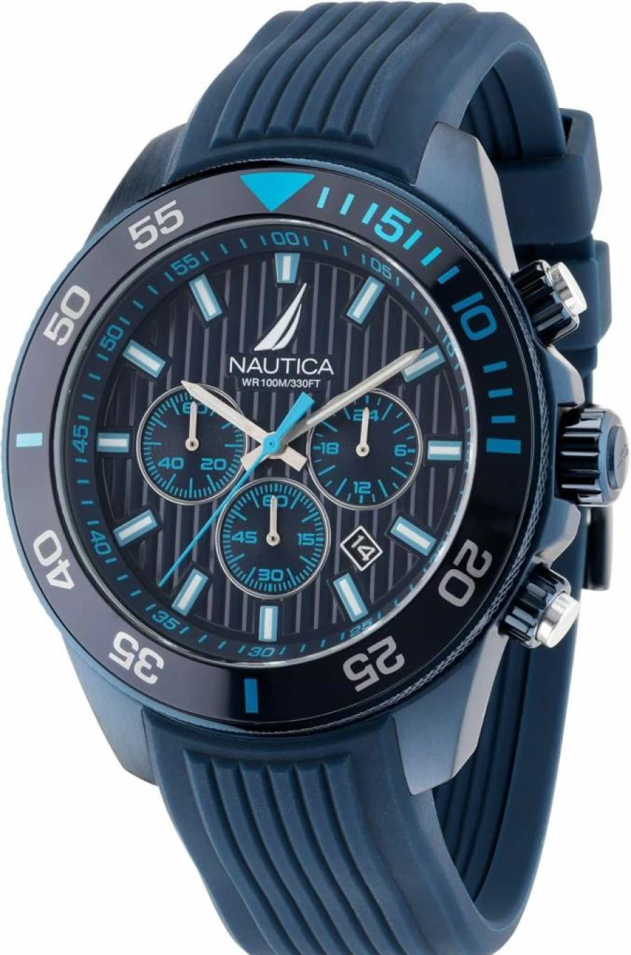 Nautica Men's Napnos303 Blue Silicone Strap Watch - Waterproof Casual Wristwatch for Men