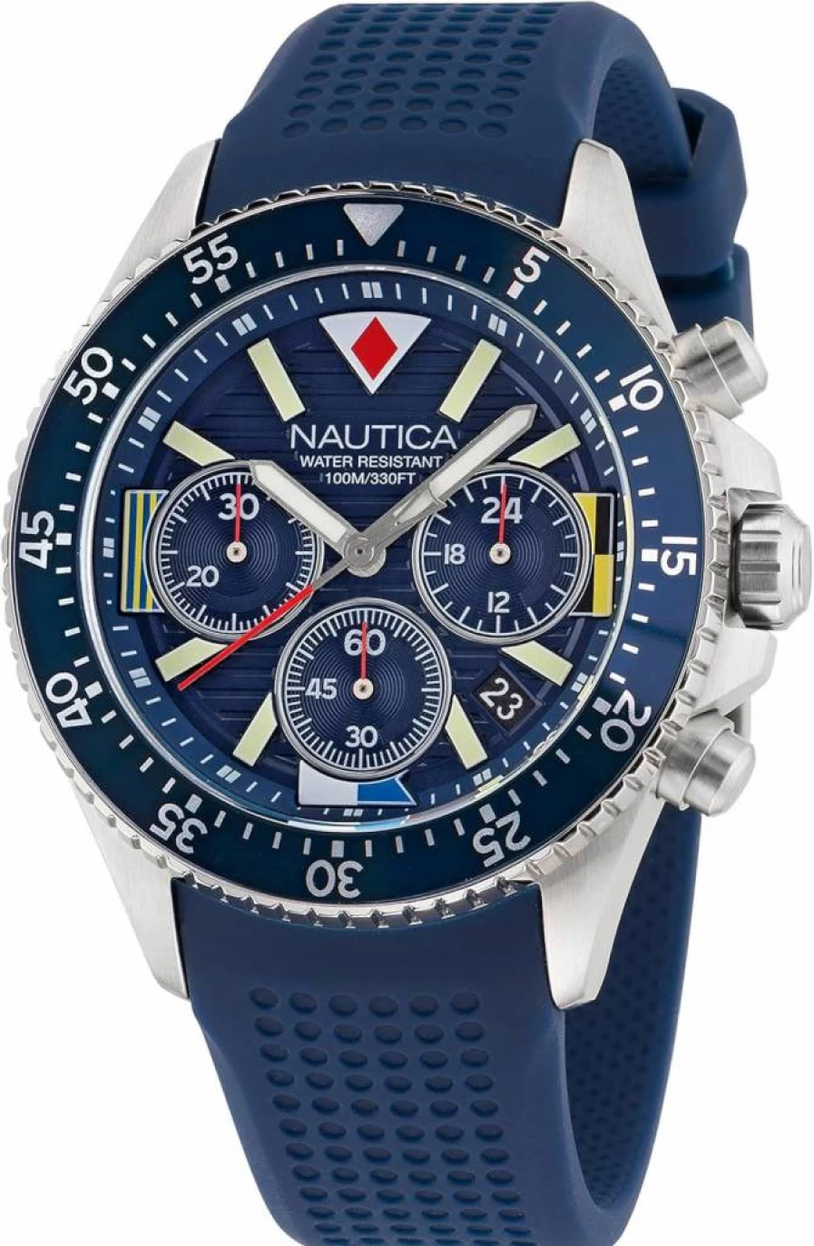Nautica Men's Westport Blue Silicone Strap Watch - Waterproof Casual Wristwatch for Men