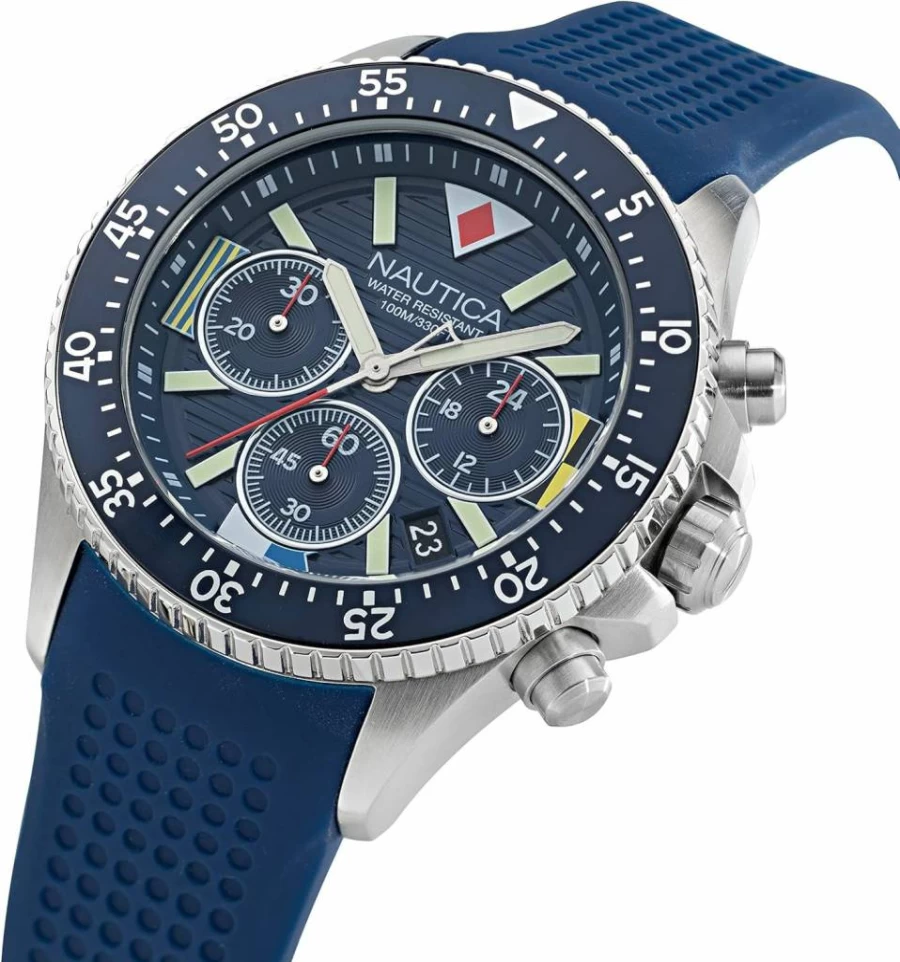 Nautica Men's Westport Blue Silicone Strap Watch - Waterproof Casual Wristwatch for Men