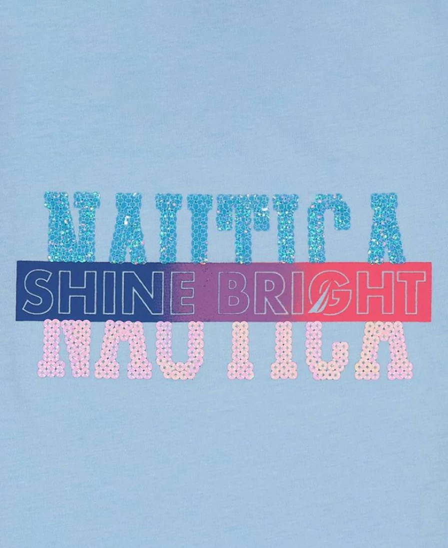 Nautica Girls' Flip Sequin Short Sleeve Cotton T-Shirt - Tagless Comfort Tee for Kids