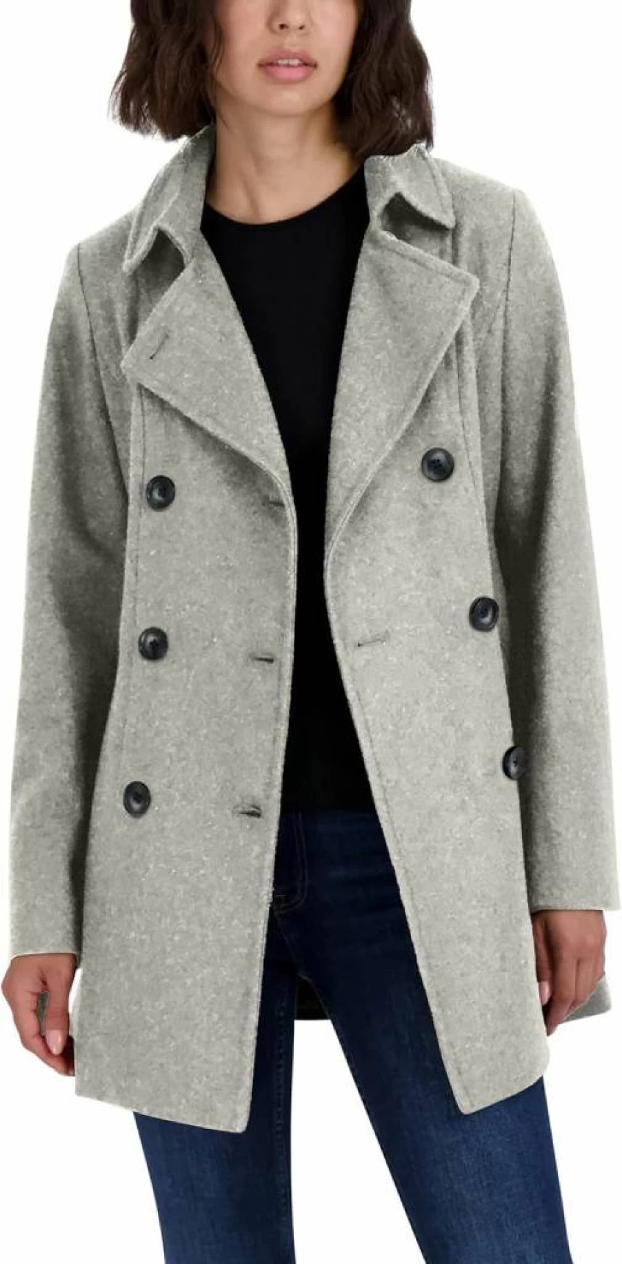 Nautica Women's Double-Breasted Peacoat with Detachable Hood - Classic Winter Coat for Women