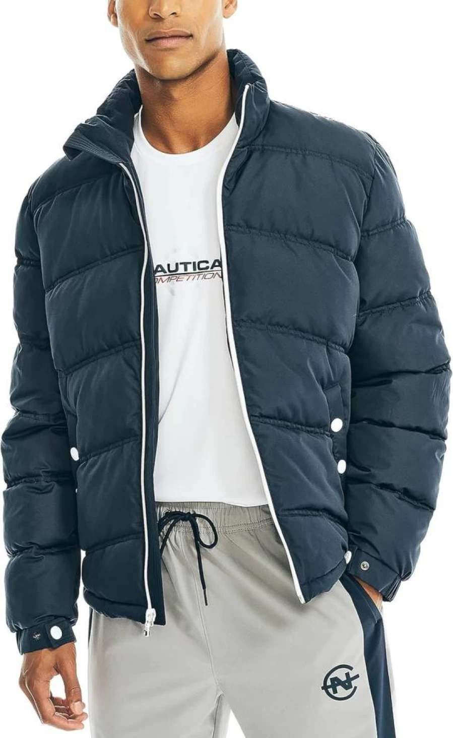 Nautica Men's Sustainable Tempasphere Bomber Jacket – Lightweight Water-Resistant Outerwear for Active Lifestyle