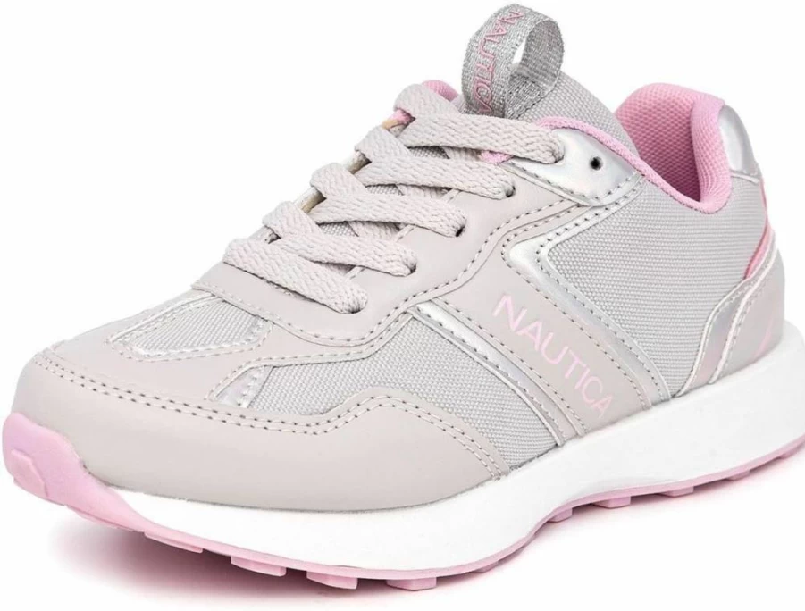 Nautica Girls' Lace-Up Sneakers for Toddlers & Kids - Comfortable Casual Tennis Shoes in Platform/Regular Sizes