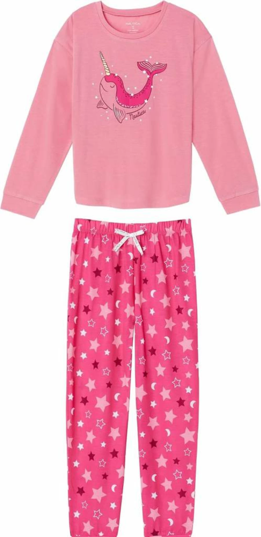 Nautica Girls 2-Piece Pajama Set - Comfortable Sleep Shirt & Pajama Pants for Kids