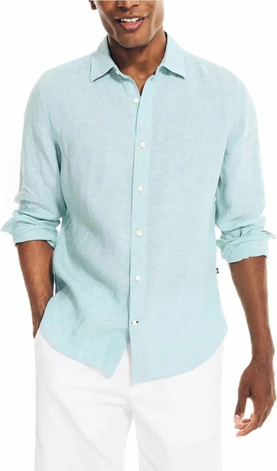 Nautica Men's Classic Linen Shirt - Breathable Summer Casual Button-Down for Men