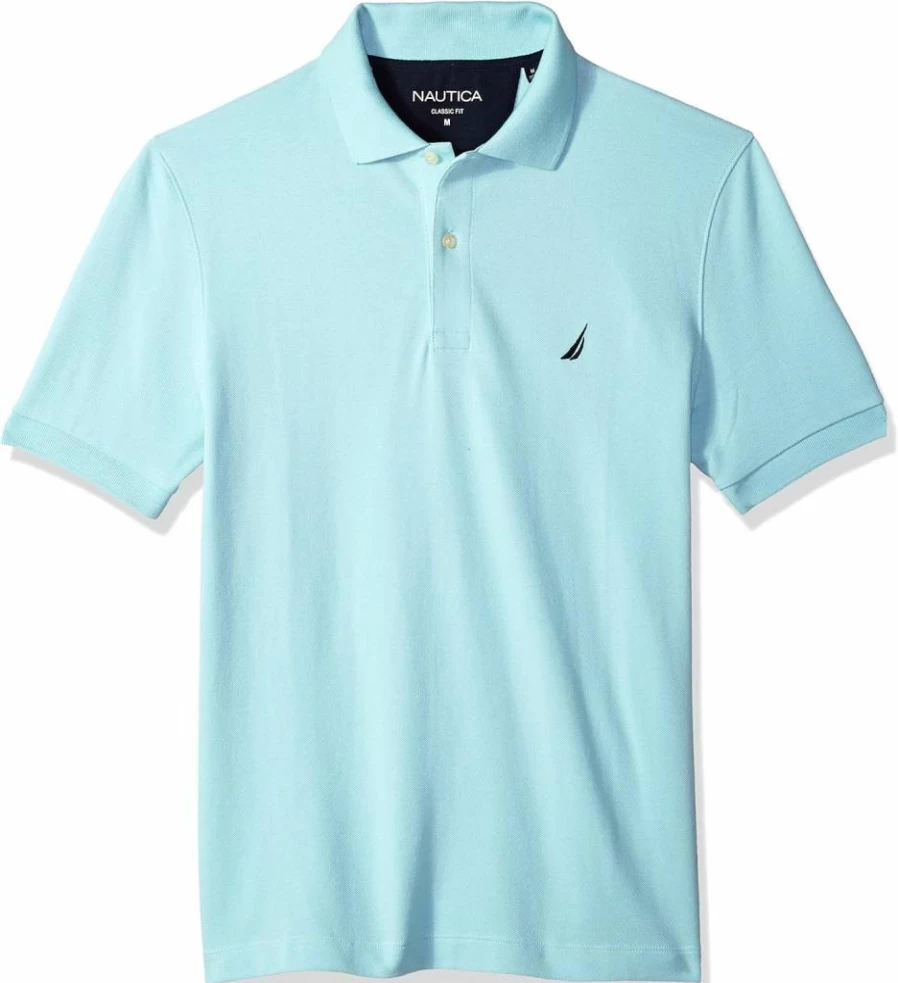 Nautica Men's Solid Cotton Pique Polo Shirt - Classic Short Sleeve Casual Top for Men
