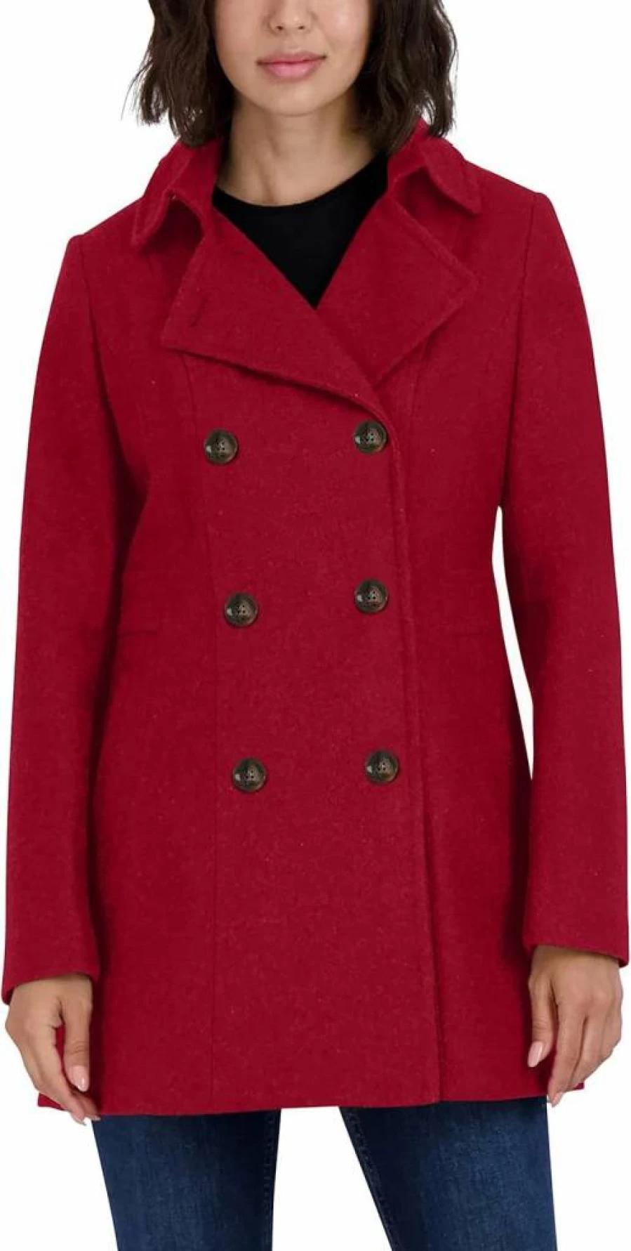 Nautica Women's Double Breasted Wool Blend Peacoat Winter Coat for Cold Weather