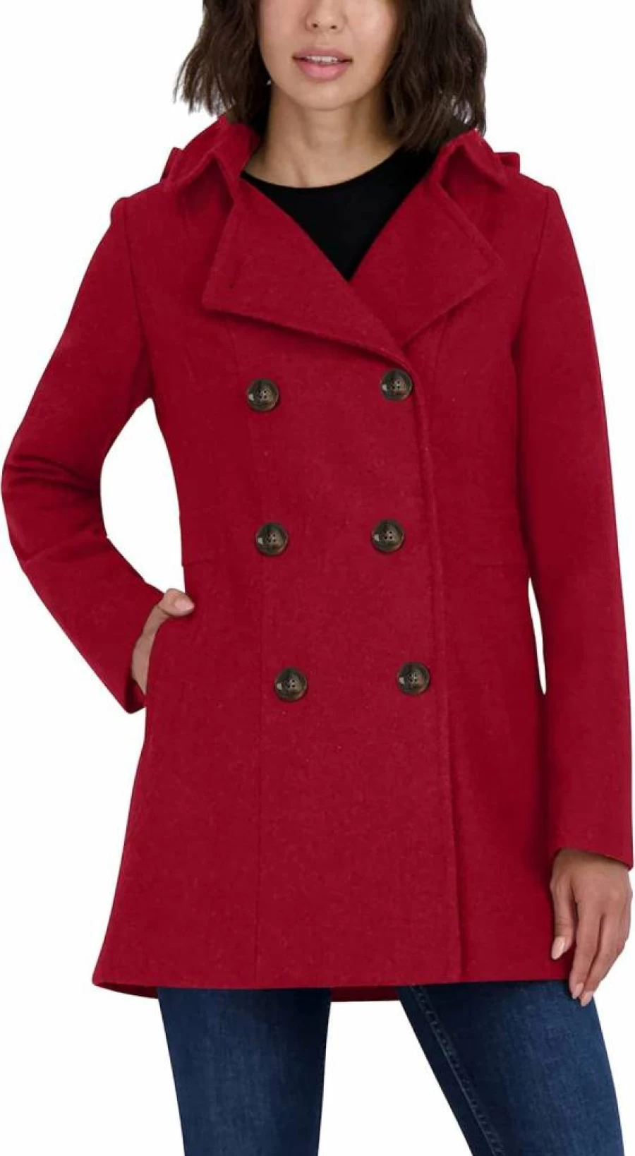 Nautica Women's Double Breasted Wool Blend Peacoat Winter Coat for Cold Weather