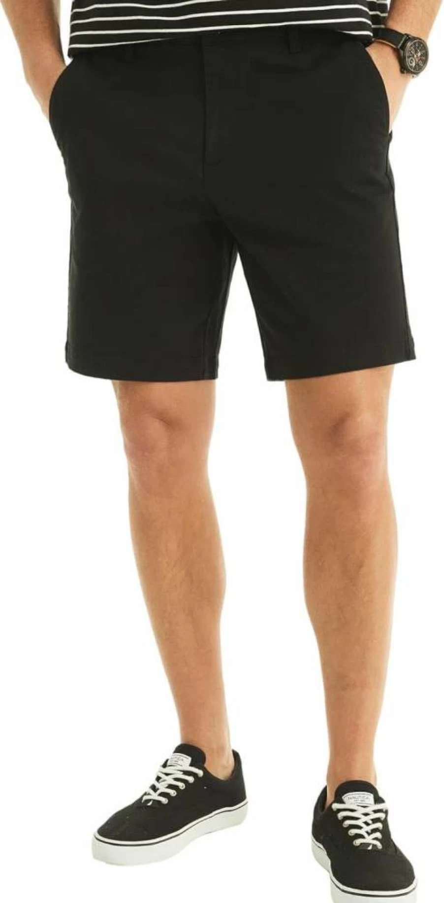 Nautica Men's Stretch Solid Chino Shorts 8.5" Inseam Classic Fit Flat Front Deck Shorts