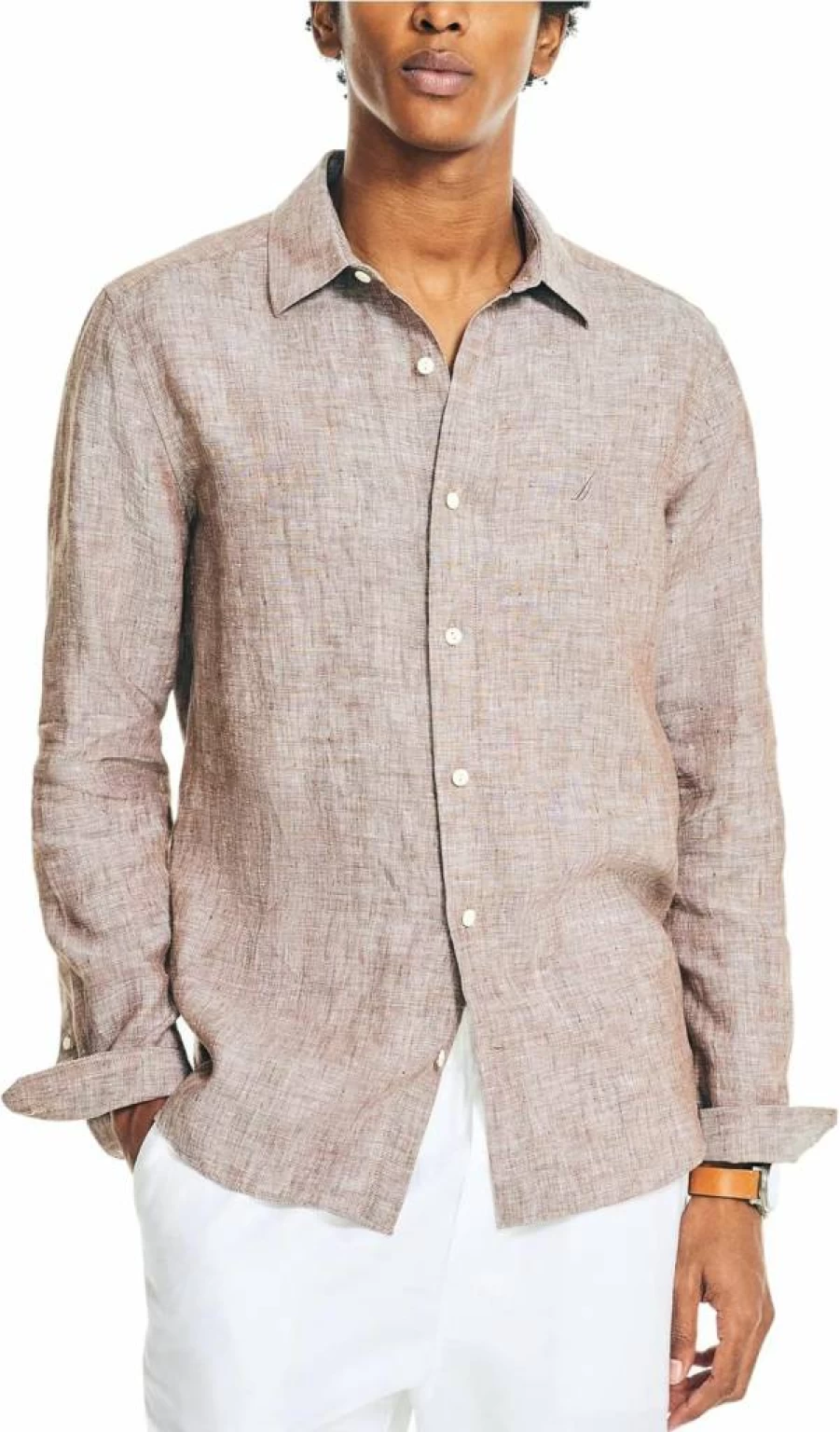 Nautica Men's Classic Fit Linen Shirt – Sustainable Casual Wear for Men