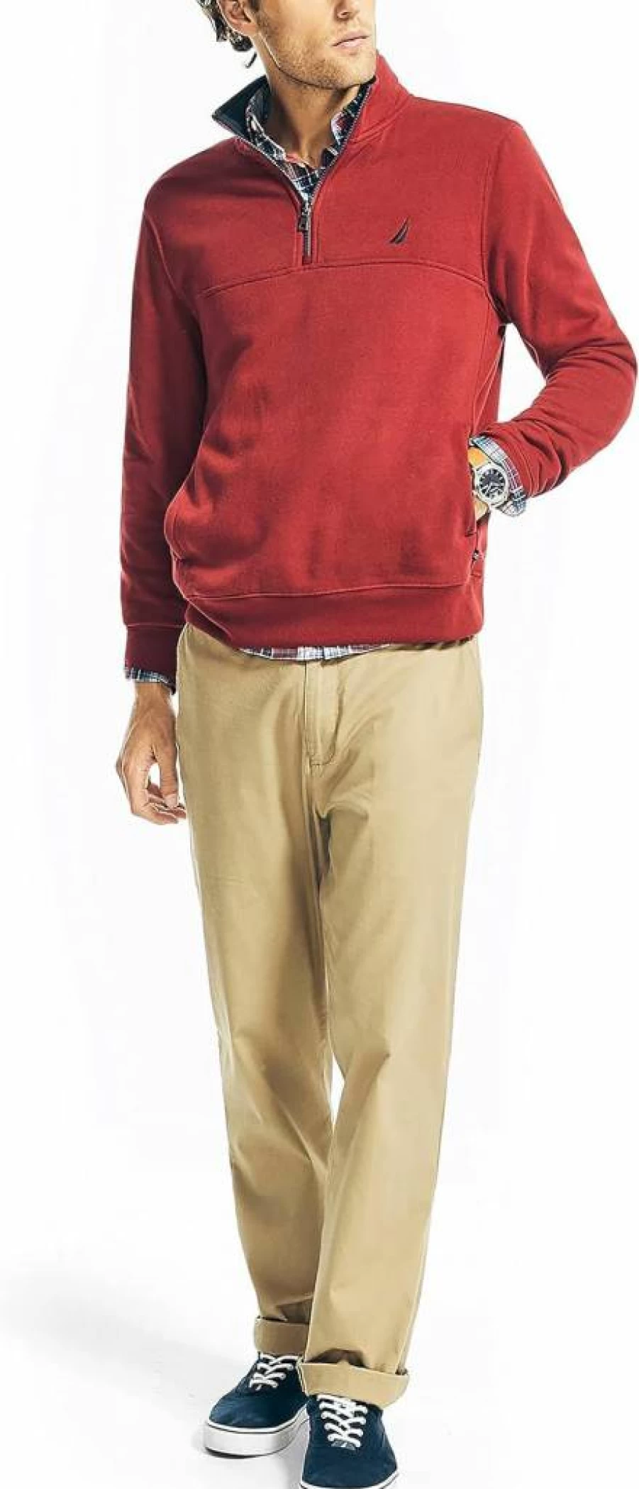 Nautica Men's J-Class Quarter-Zip Fleece Pullover - Lightweight & Comfortable Outdoor Jacket