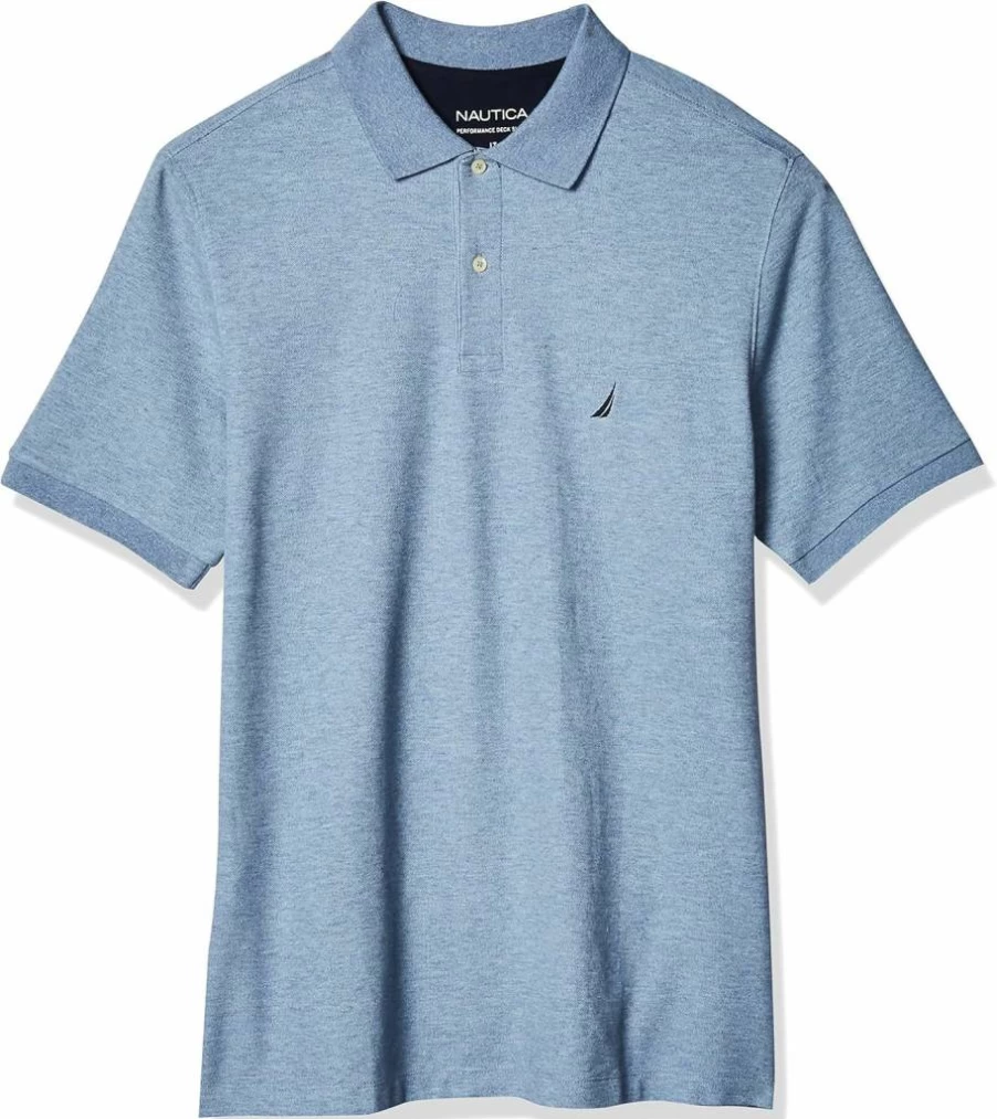 Nautica Men's Big & Tall Solid Performance Polo Shirt - Classic Fit Short Sleeve Deck Crewneck Top