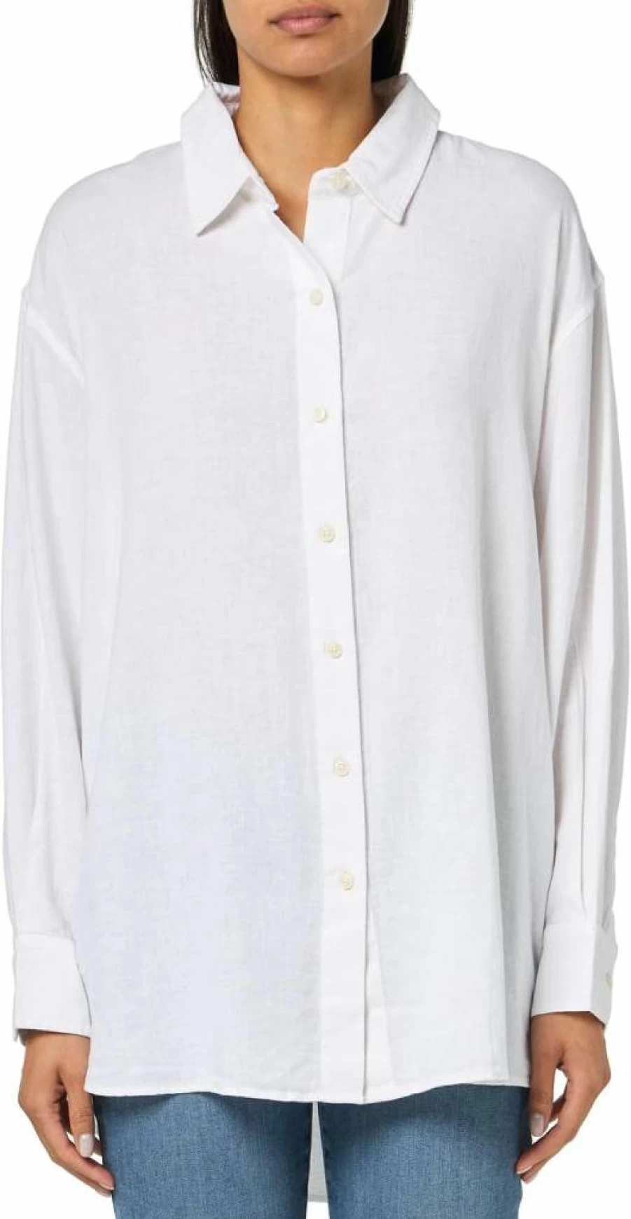 Nautica Women's Linen Blend Long Sleeve Button-Down Shirt for Women – Comfortable & Stylish Casual Top