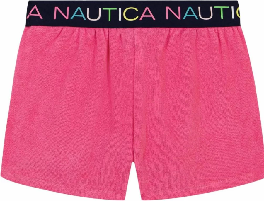 Nautica Girls' Elastic Waistband Pull-On Shorts with Embroidered Logo for Comfort and Style