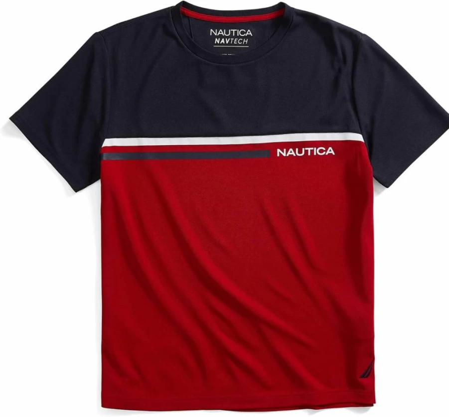 Nautica Men's Colorblock Short Sleeve T-Shirt - Navtech Collection - Comfortable Casual Tee