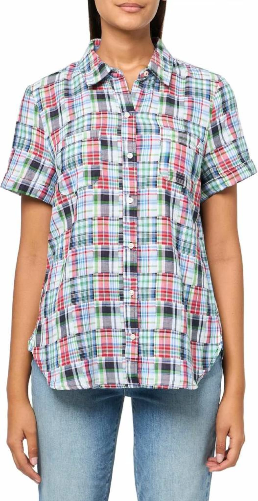 Nautica Women's Short Sleeve Button-Down Camp Shirt Casual Comfortable Top