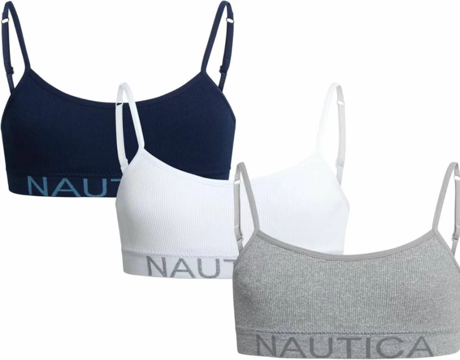 Nautica Girls Seamless Training Bra 3-Pack/6-Pack with Removable Pads - Comfortable Bralette for Teens (Sizes S-XL)