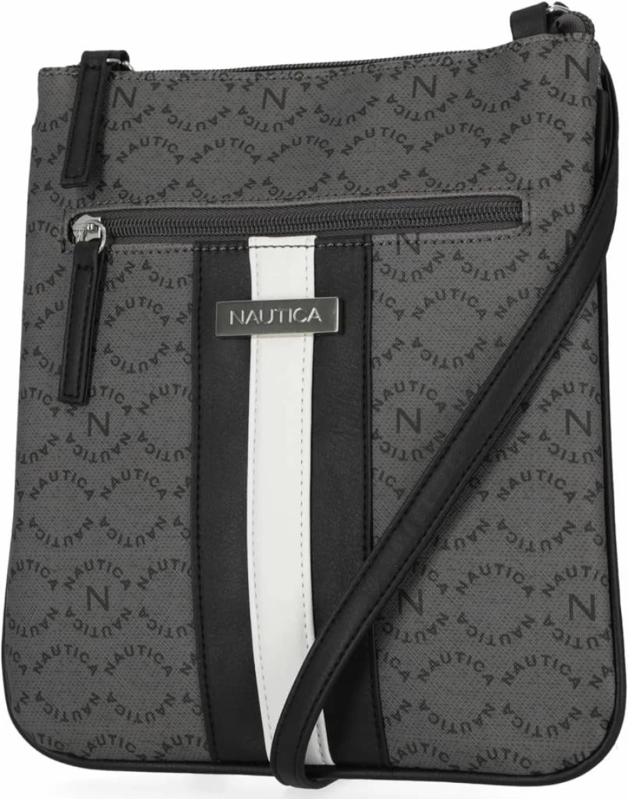 Nautica Signature Jacquard Crossbody Bag for Men & Women - Stylish Lakeside Design with North South Compartment