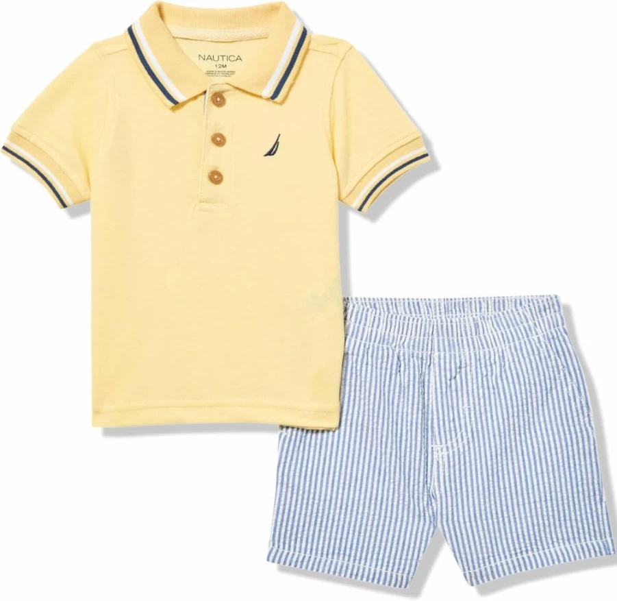Nautica Boys' 2-Piece Polo and Shorts Set | Classic Casual Outfit for Kids
