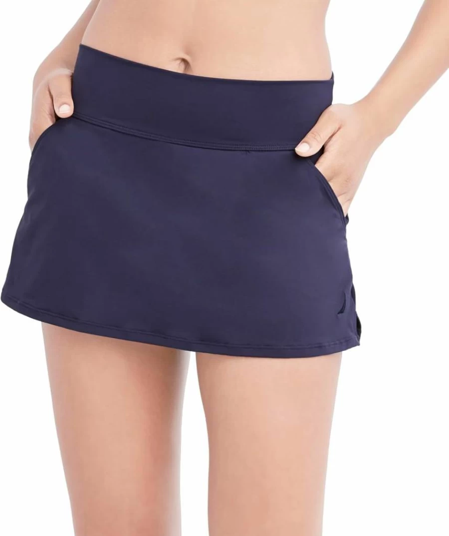 Nautica Women's Quick-Dry Swim Skort with Tummy Control & Pockets - Volley Shorts for Comfort & Style