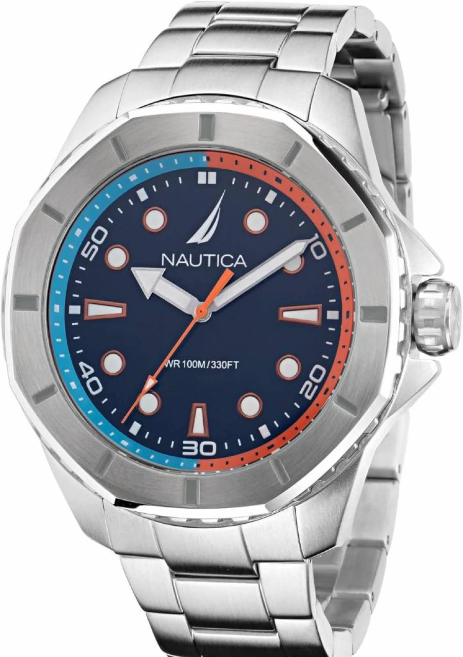 Nautica Men's Koh May Bay Stainless Steel Bracelet Watch - Recycled Material Eco-Friendly Design