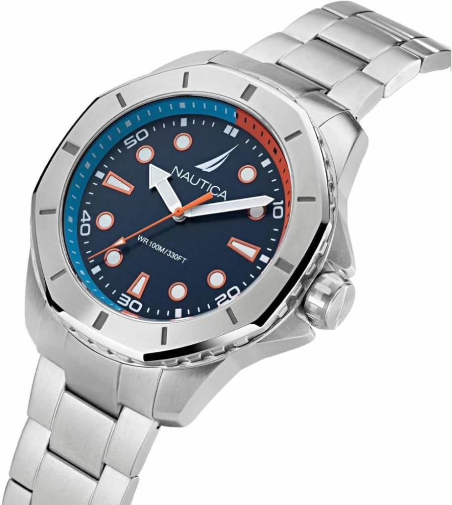 Nautica Men's Koh May Bay Stainless Steel Bracelet Watch - Recycled Material Eco-Friendly Design