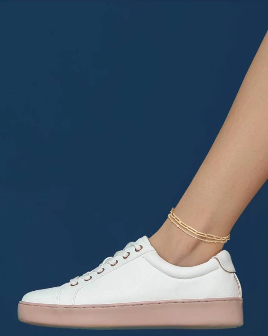 Nautica Women's 14K Gold Plated Double Layer Chain Anklet - Elegant Brass Anklet Jewelry