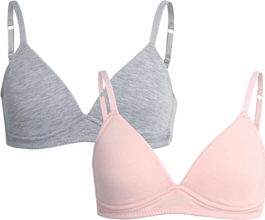 Nautica Girls Adjustable Training Bra 2-Pack & 3-Pack Ribbed Molded Cup Starter Bras for Teens Sizes 30A-36A Comfortable A-Cup Support