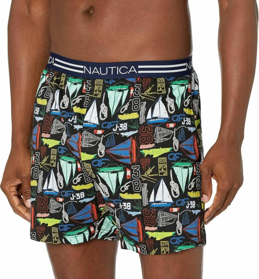 Nautica Men's Classic Cotton Boxer Briefs - Soft Loose Fit Knit Underwear for Comfort