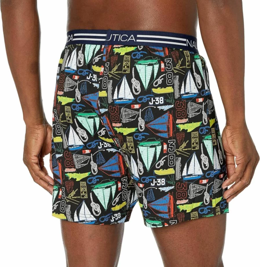 Nautica Men's Classic Cotton Boxer Briefs - Soft Loose Fit Knit Underwear for Comfort