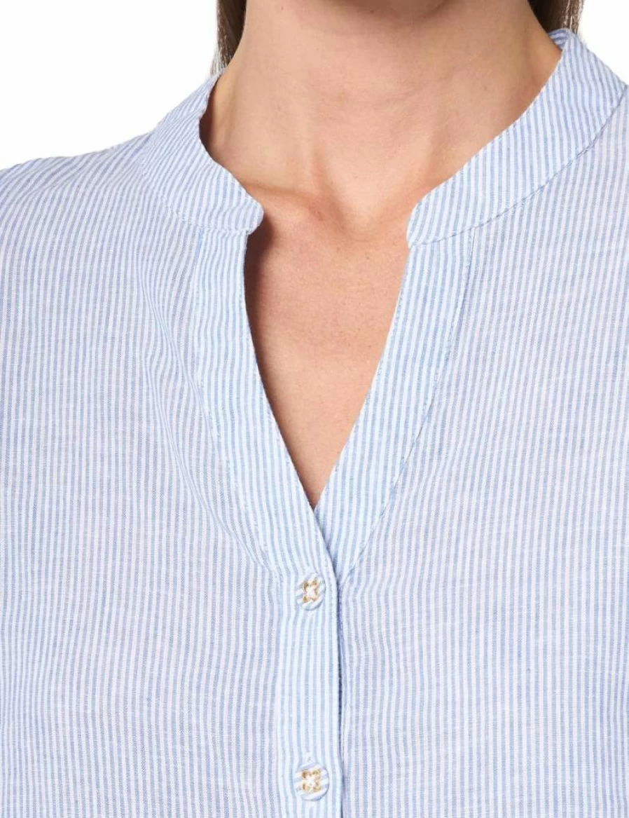 Nautica Women's Linen Blend Short Sleeve Popover Shirt – Lightweight Summer Top