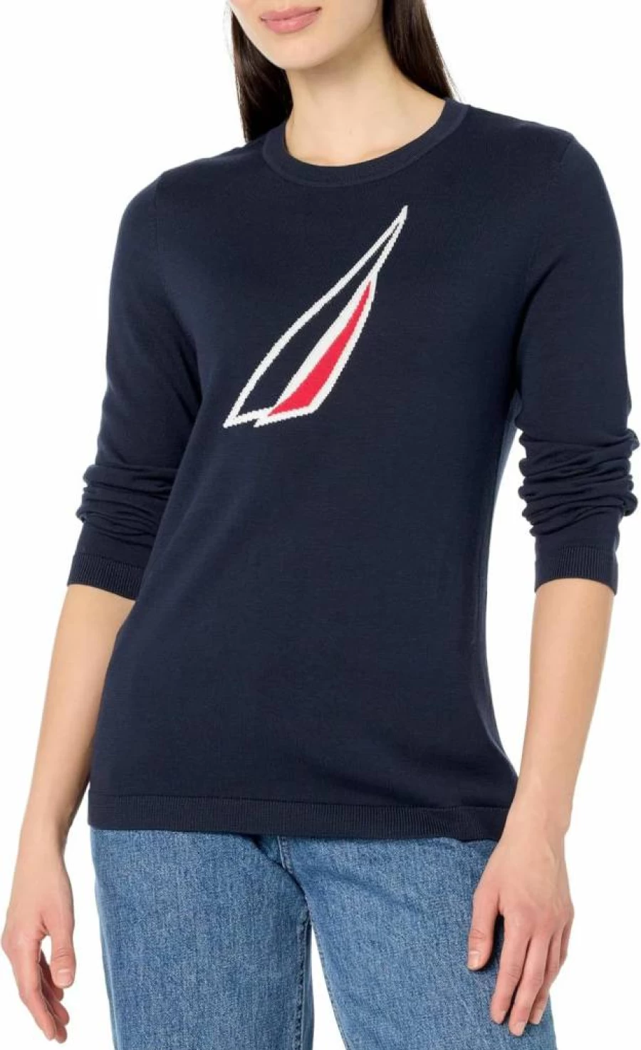 Nautica Women's Long Sleeve Crewneck Pullover Sweater - Soft Knit Casual Comfort