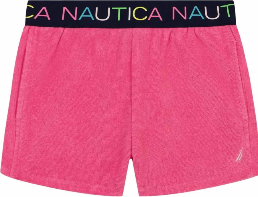 Nautica Girls' Elastic Waist Pull-On Shorts with Embroidered Logo for Comfort and Style