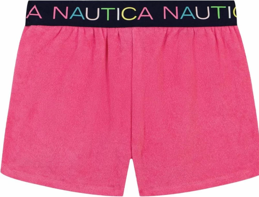 Nautica Girls' Elastic Waist Pull-On Shorts with Embroidered Logo for Comfort and Style