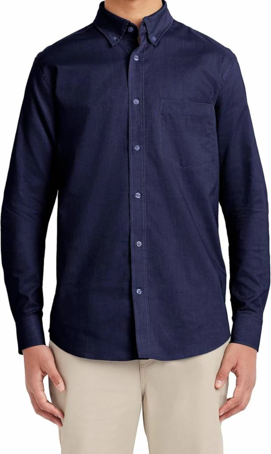 Nautica Men's Performance Oxford Shirt - Long Sleeve Button-Down Casual Dress Shirt for School and Work