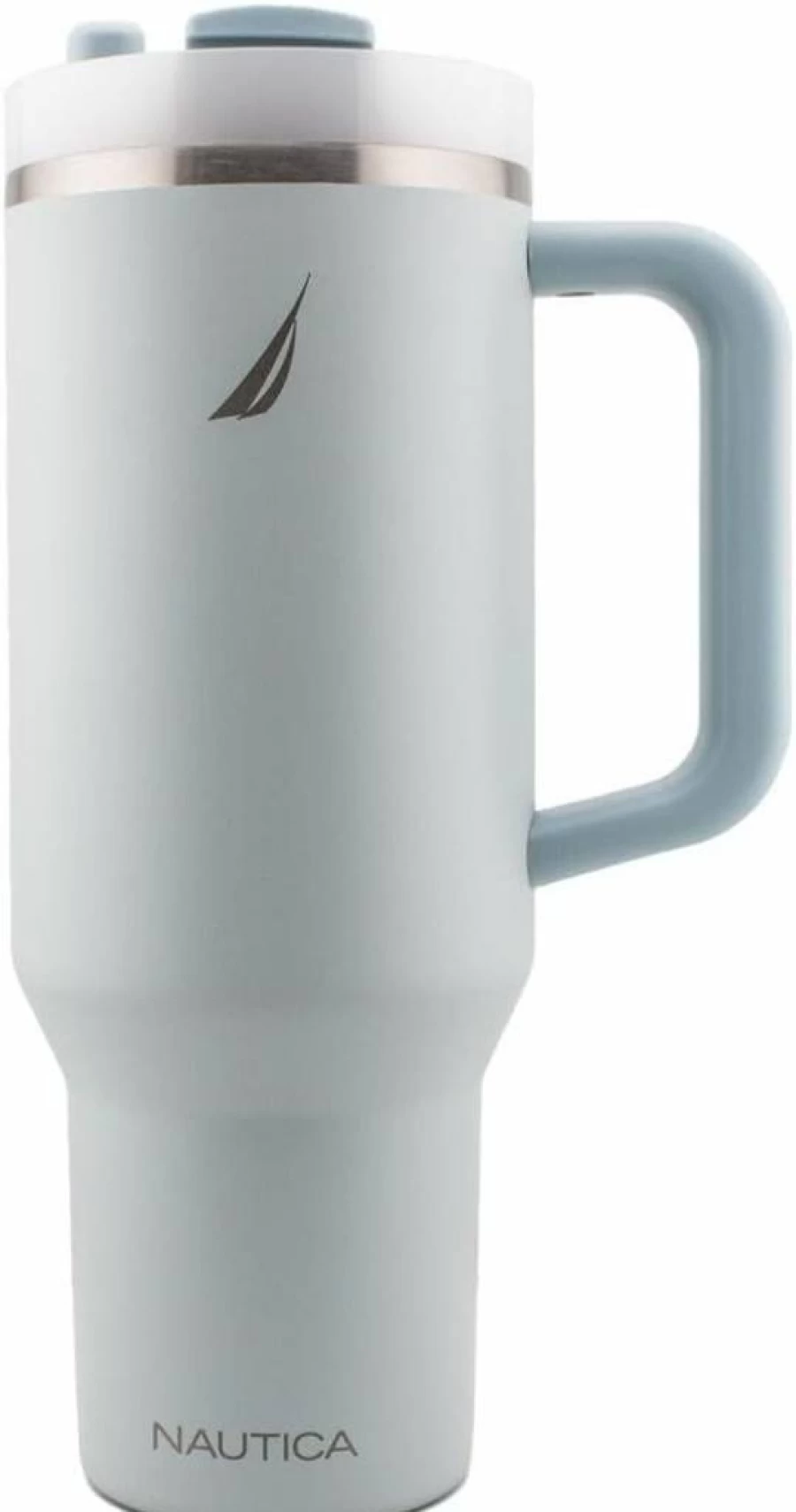 Nautica 40oz Stainless Steel Tumbler with Handle & Straw - Insulated Travel Mug for Hot & Cold Drinks, BPA-Free, Fits Car Cup Holders (Sage Green)