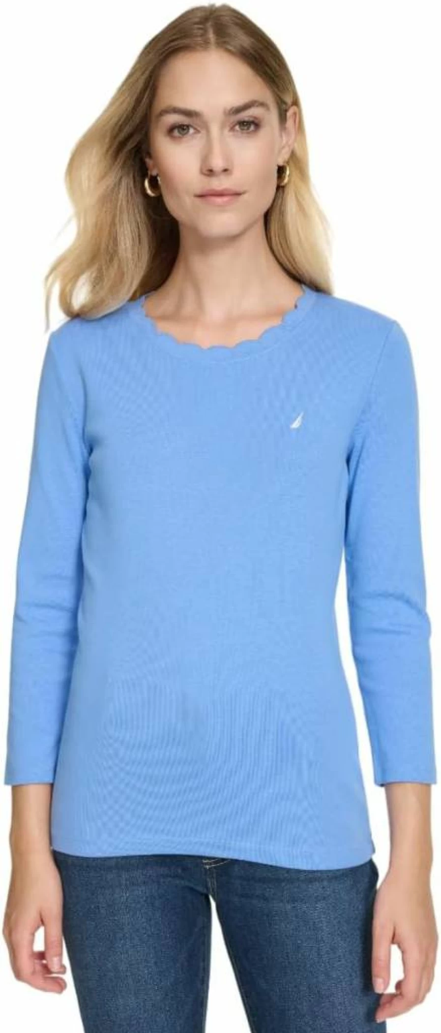 Nautica Women's Classic Solid Color Short Sleeve Crew Neck Cotton T-Shirt