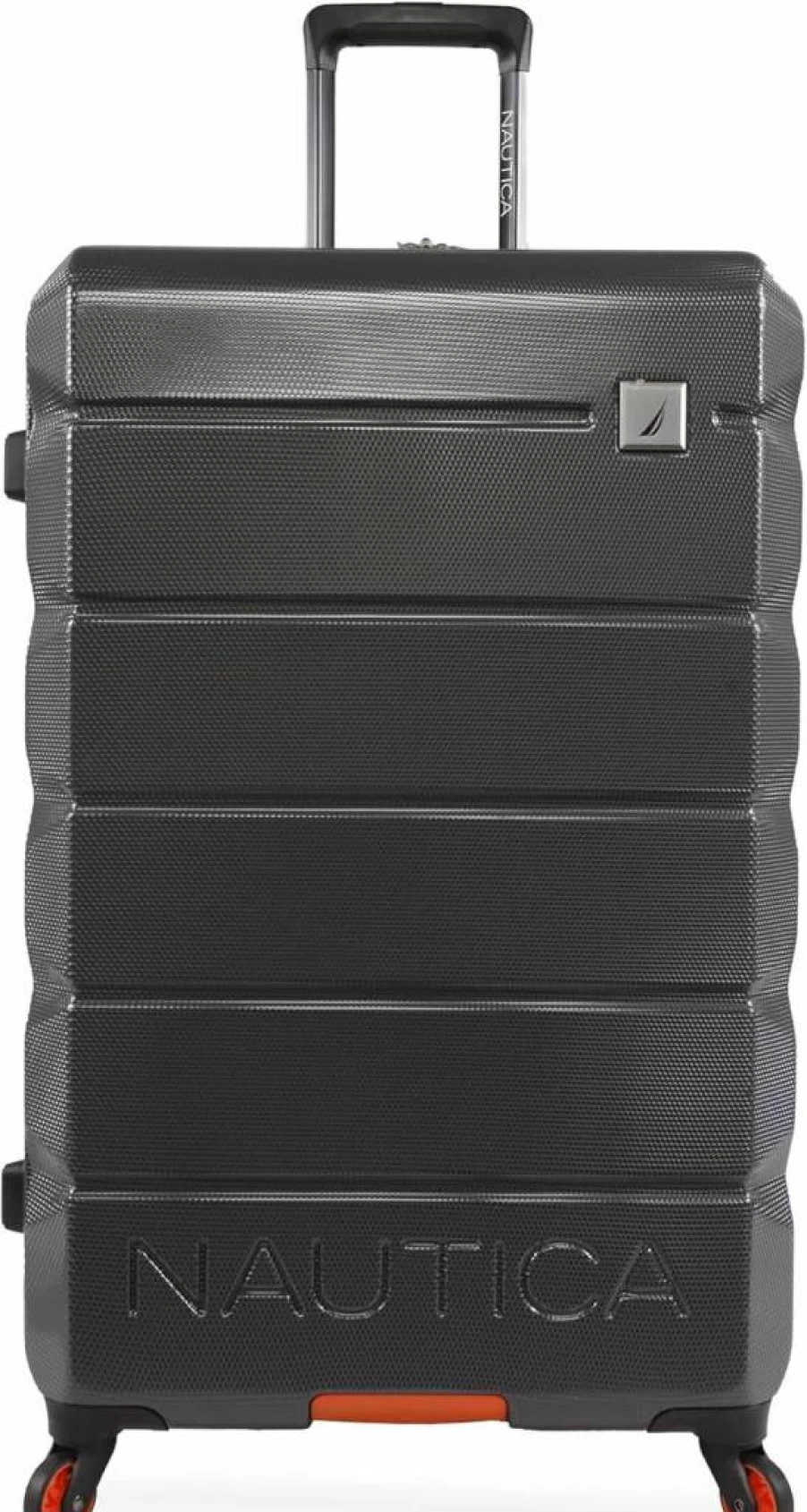 Nautica Quest 21-Inch Carry-On Hardside Spinner Luggage, Lightweight Suitcase with 360° Wheels, Grey & Orange Travel Bag
