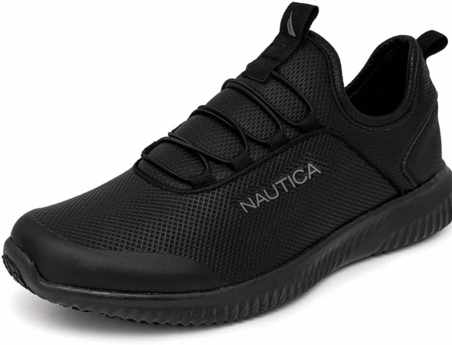 Nautica Slip-On Black Non-Slip Work Shoes for Men & Women - Water Resistant Safety Sneakers for Chef, Kitchen, Restaurant & Food Service - Lightweight Comfort