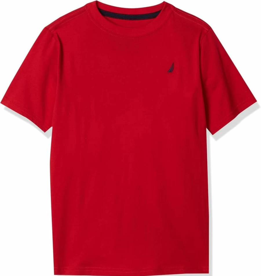 Nautica Boys' Soft Comfortable Short Sleeve T-Shirt, Relaxed Fit Crew Neck Cotton Tee for Kids