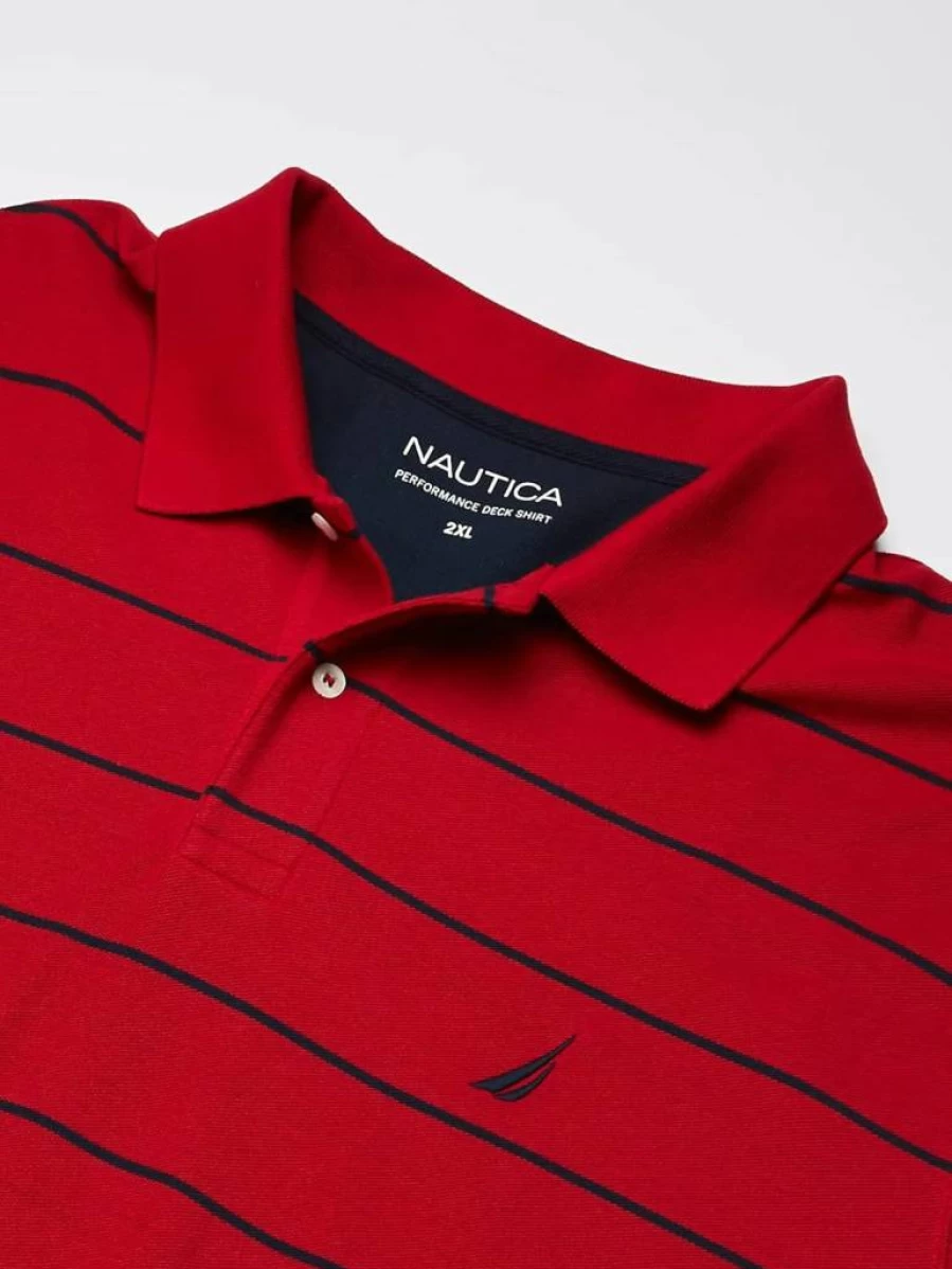 Nautica Men's Big & Tall Striped Polo Shirt - Classic Short Sleeve Casual Top