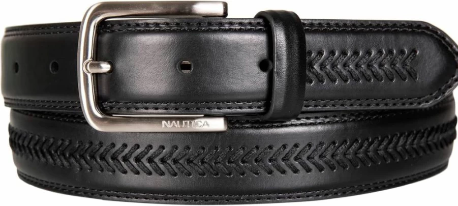 Nautica Men's Classic Adjustable Leather Dress Belt with Metal Buckle for Suits & Pants | Business Casual Fashion