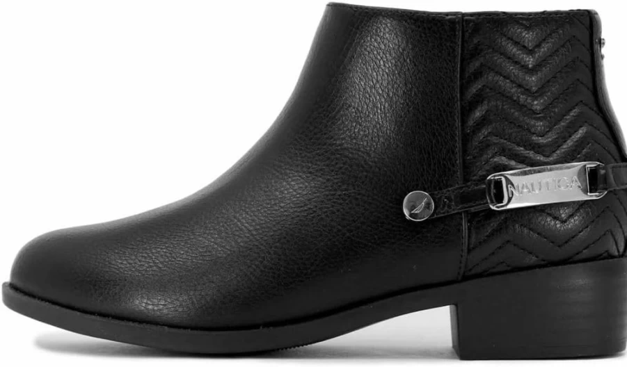 Nautica Girls' Ankle Boots with Buckle & Zipper - Toddler to Big Kids Dress Booties for Casual & Formal Wear