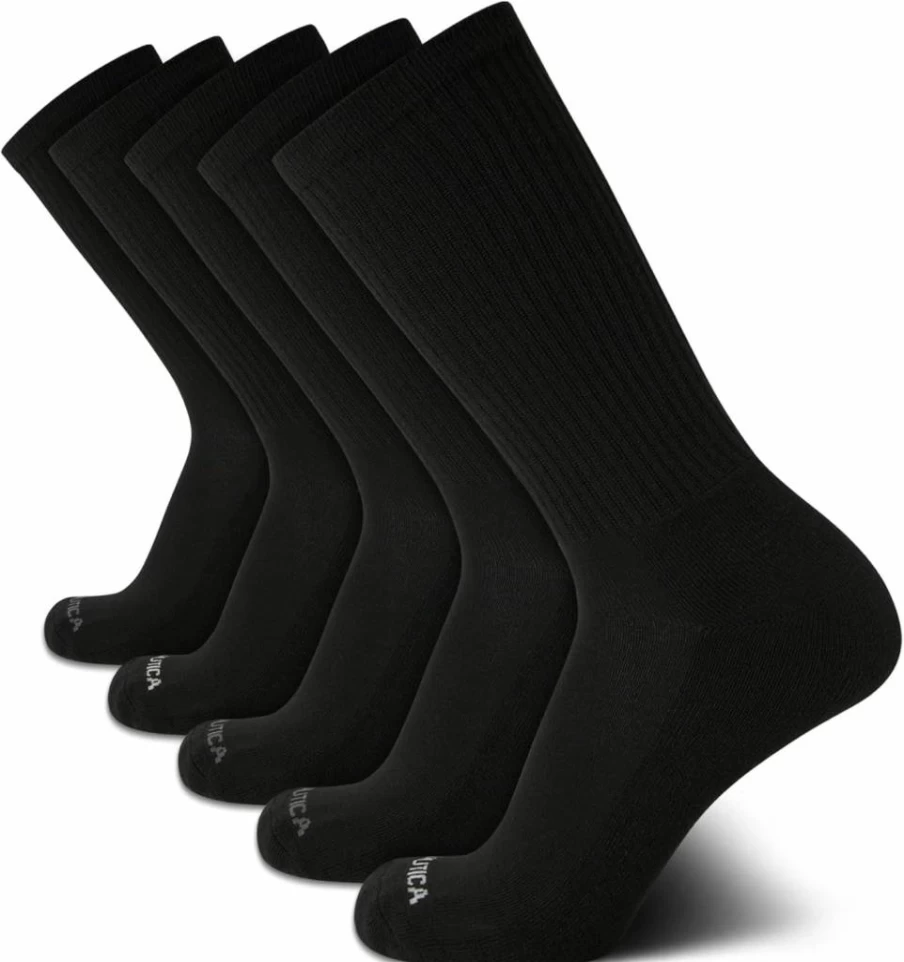 Nautica Men's Athletic Crew Socks 5-Pack - Moisture-Wicking, Cushioned, Reinforced Seams for Comfort & Durability (Sizes 6-12.5)