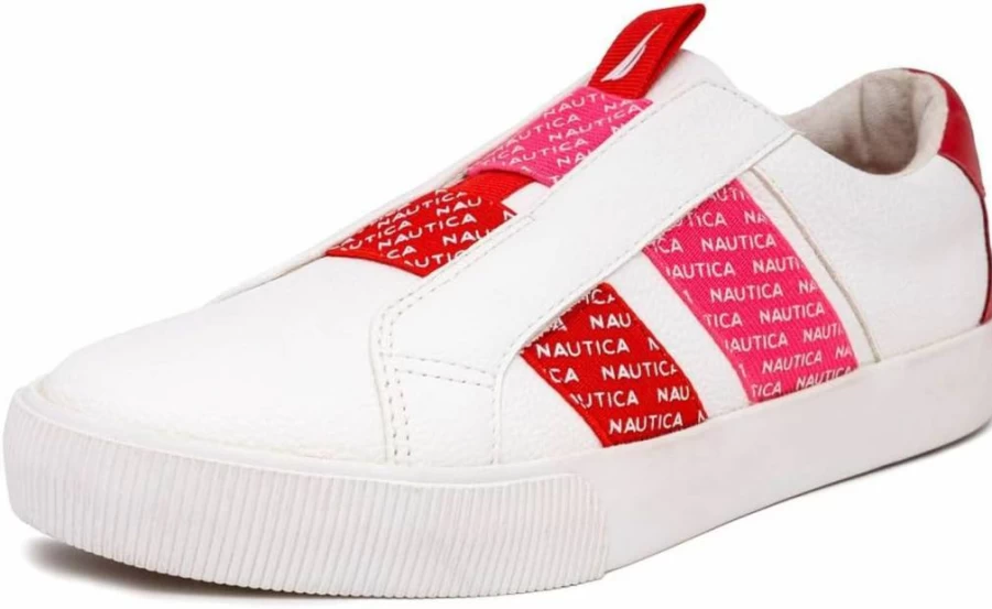Nautica Women's Comfortable Slip-On Sneakers - Low-Top Fashion Walking Shoes - No-Lace Tennis Style Casual Footwear