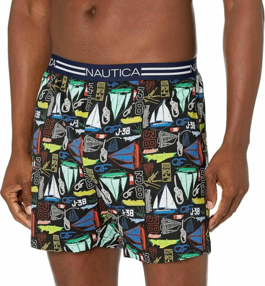 Nautica Men's Classic Cotton Boxer Briefs - Soft Loose Fit Knit Underwear for Comfort