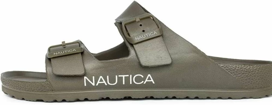 Nautica Men's Adjustable Waterproof Slide Sandals - Double Buckle Slip-On Comfort Shoes for Beach, Poolside & Casual Wear